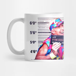 movie 2023 Ryan Gosling mugshot graphic illustration design by ironpalette Mug